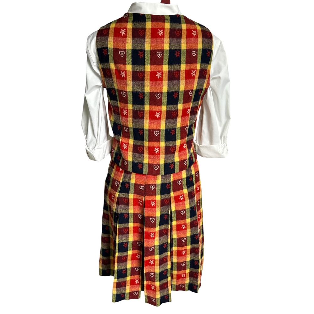 Vintage Handmade Set Size 8-10 Wool Blend Tartan Pleated Skirt‎ & Matching Vest - Picture 2 of 6